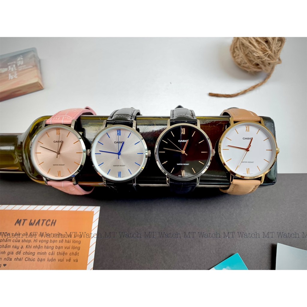 Đồng hồ cặp đôi nam nữ giá rẻ chính hãng CASIO MTP-VT01 và LTP-VT01 mặt tròn đơn giản, pin 3 năm