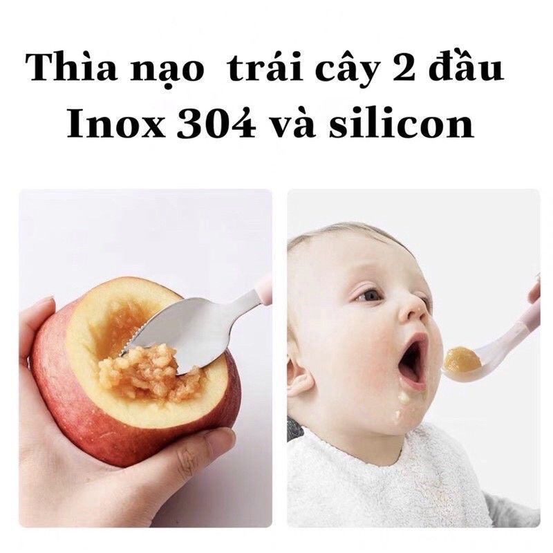 Thìa nạo hoa quả 2 đầu cho bé tập ăn dặm NPP Baby Tôm