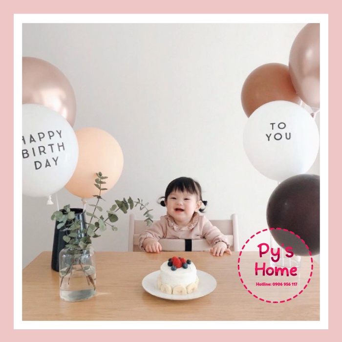🌸🌻🌼 Bong Bóng In Chữ Happy Birthday + To You + 1 Happy Birthday- Phụ kiện trang trí sinh nhật - Phong cách Hàn Quốc