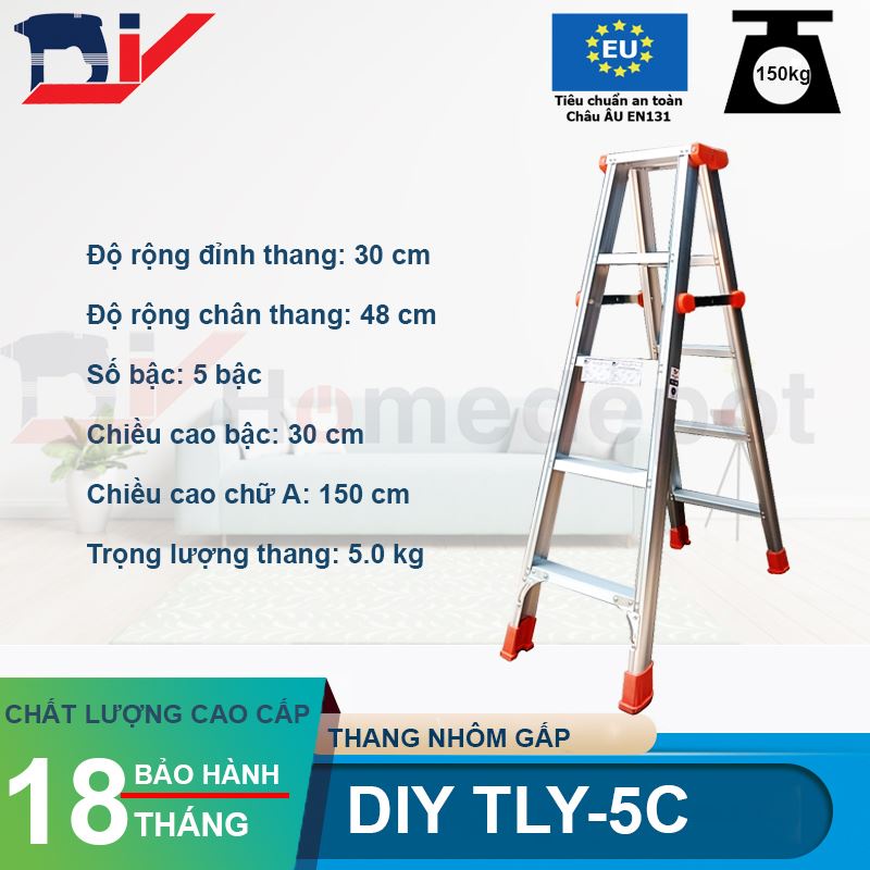 [HỎA TỐC 2H HCM] Thang nhôm gấp DIY TLY-5C