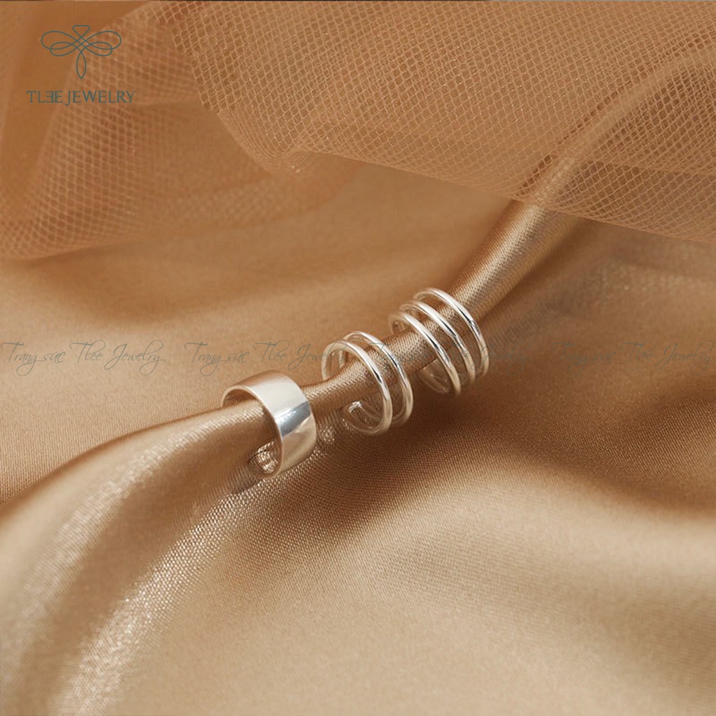 Khuyên tai bạc unisex TLEE kẹp vành không cần lỗ kiểu dáng basic NCJ B0116