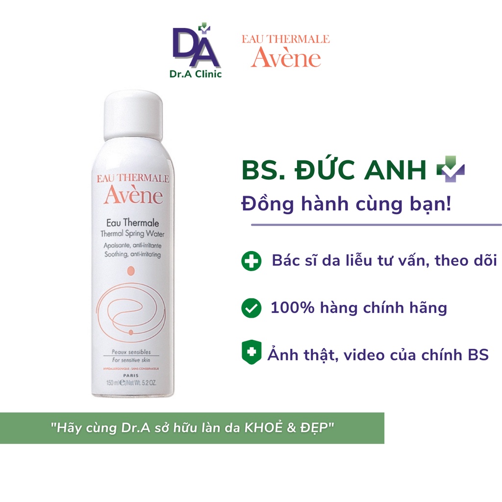 Xịt Khoáng Avene 150ml Làm Dịu Cấp Nước Dưỡng Ẩm cho da khô và nhạy cảm Eau Thermale Spring Water - Dr.A Clinic