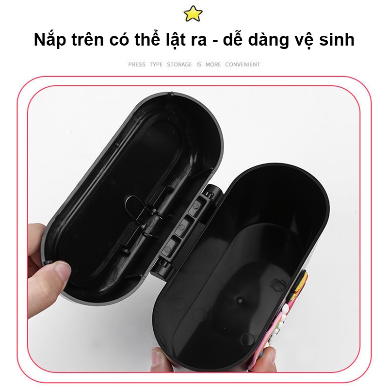 Thùng rác mini treo bên hông cửa ô tô INS019, hộp đựng đồ bên hông xe hơi hoạt hình dễ thương, nhựa ABS chắc chắn