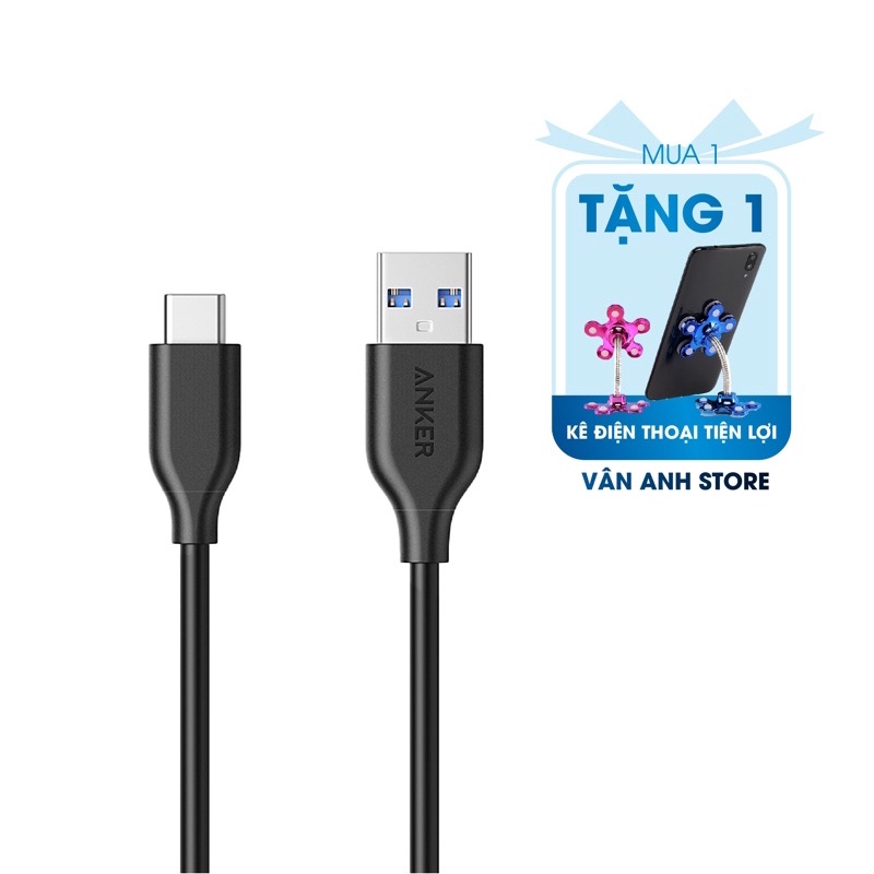 Cáp Anker PowerLine USB 3.0 ra USB-C - Dài 0.9m - A8163 - Cáp sạc nhanh Anker siêu bền MacBook/ Nokia/ Nexus/ Samsung...