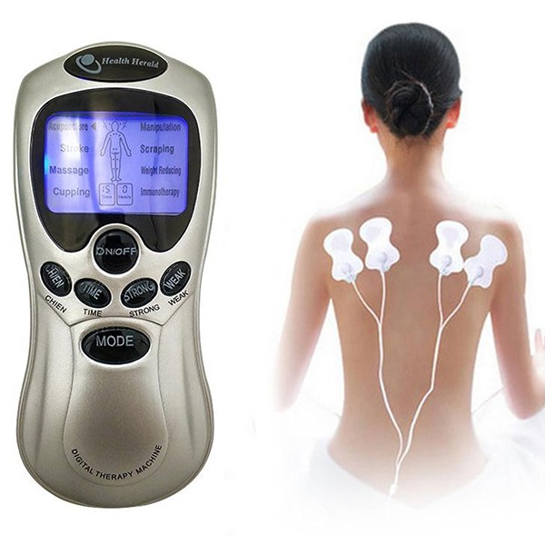 Máy xoa bóp mini, máy massage xung điện 4 miếng dán cầm tay - matxa tay chân lưng cổ vai gáy