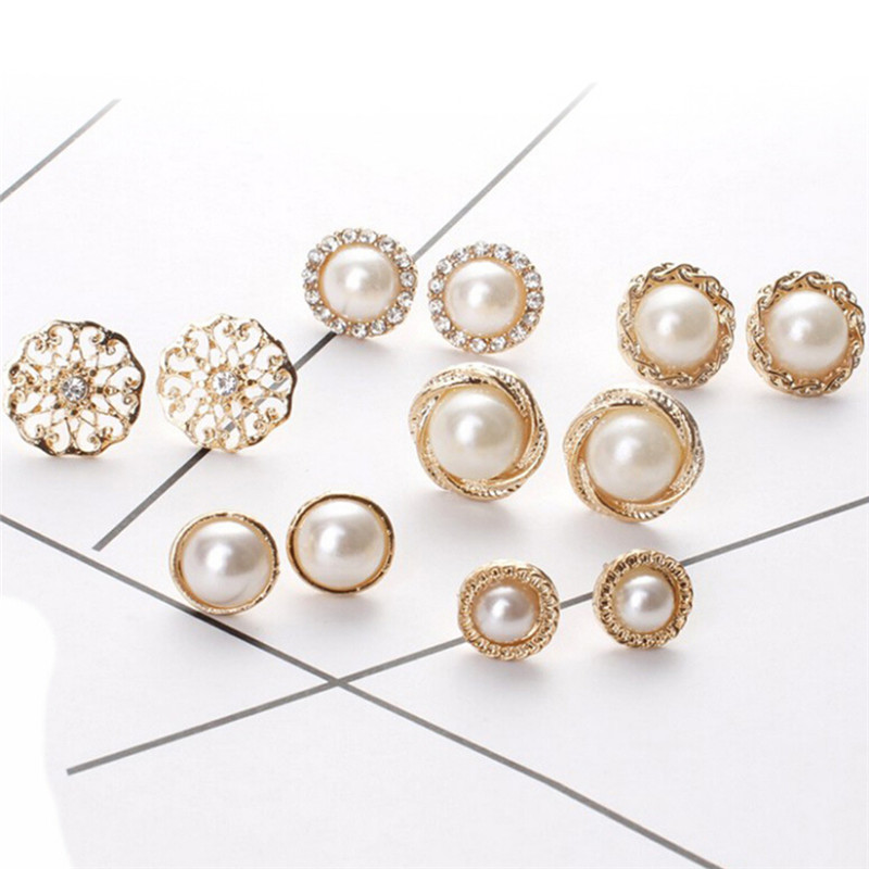 Set 6 Đôi Bông Tai Đính Đá Thời Trang Cho Nữ