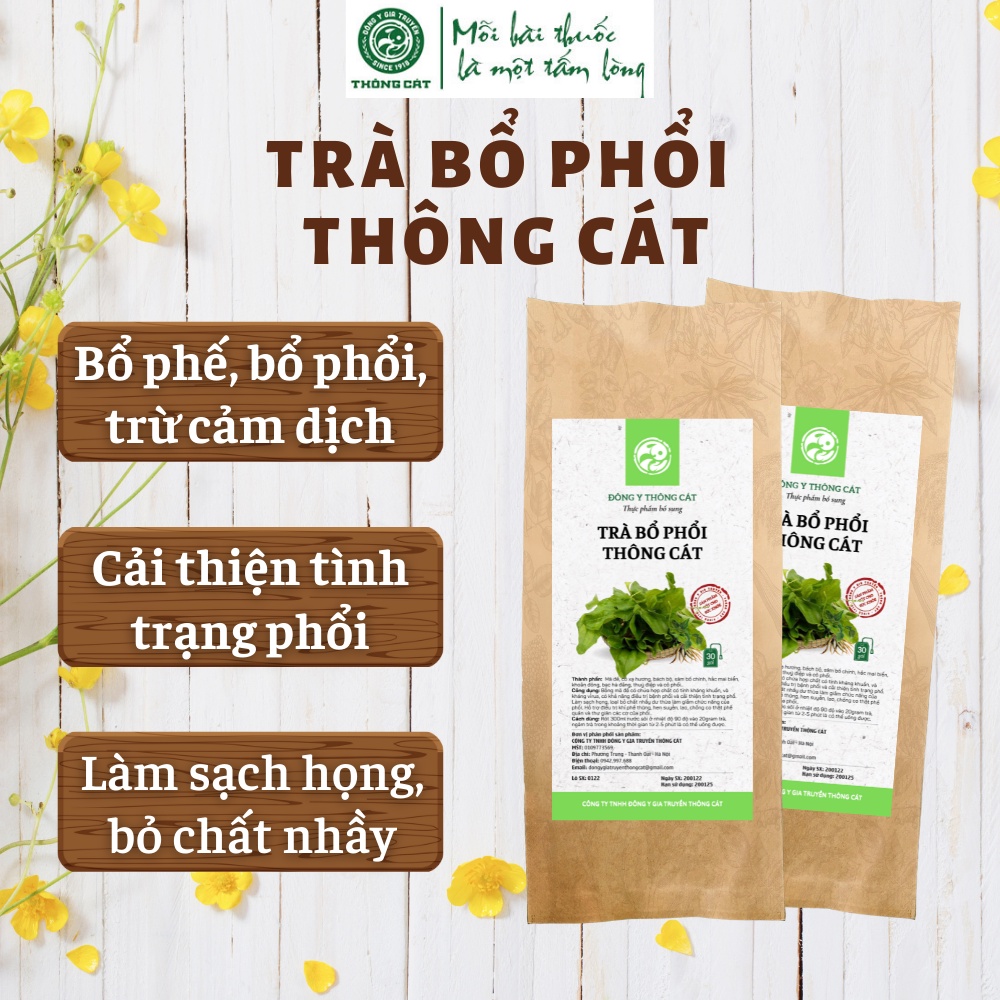 Trà bổ phổi Đông y Gia truyền Thông Cát - Sạch họng, tiêu đờm, cải thiện tình trạng phổi, hen suyễn, tăng cường đề kháng