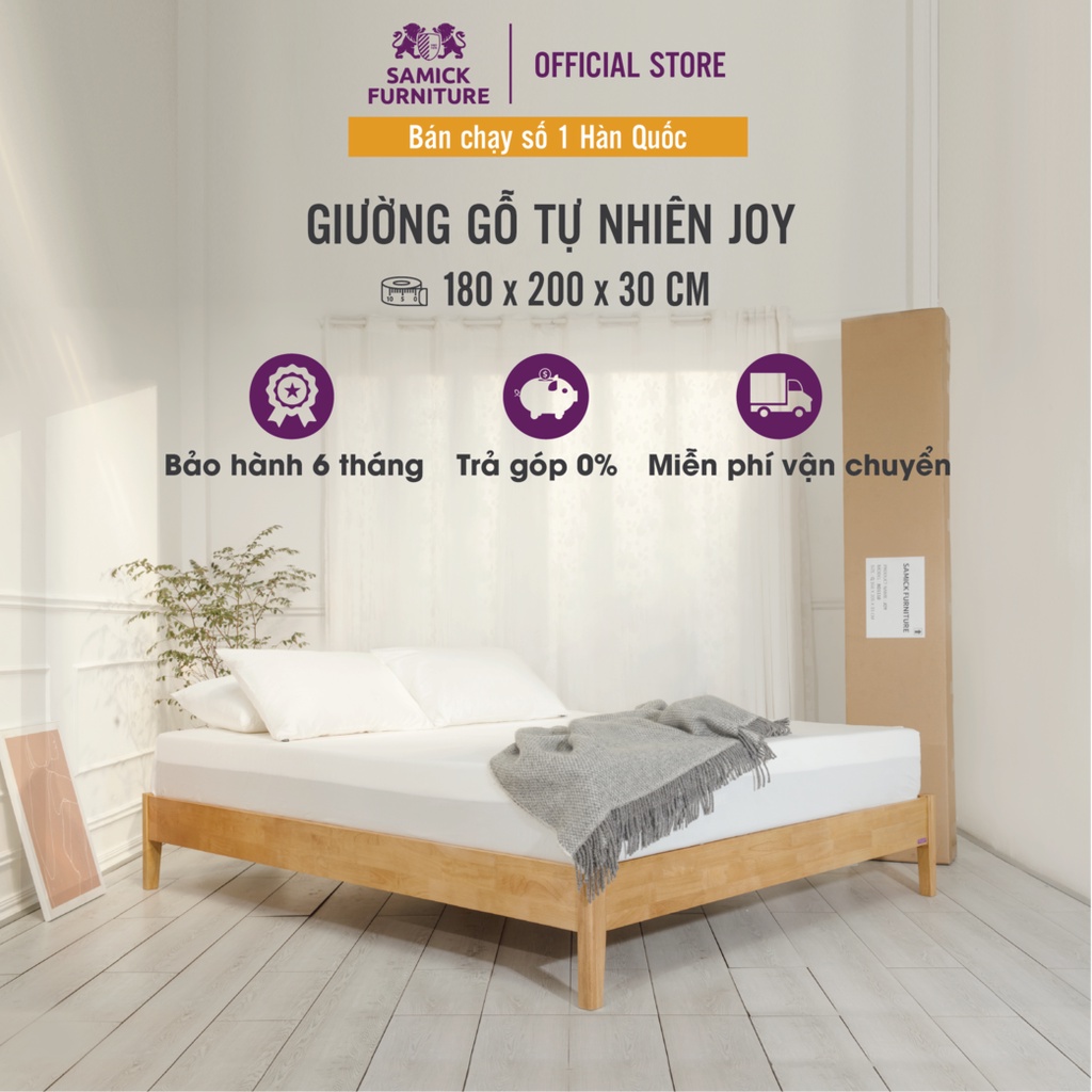 Giường gỗ tự nhiên JOY Samick Furniture Hàn Quốc 180 x 200 x 32cm