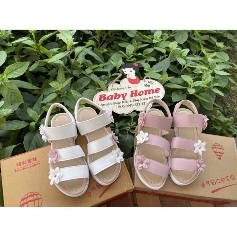 Dép Sandal, quai hậu đính hoa  đi học phong cách Hàn Quốc  cho bé từ 2 -18 tuổi size 21-36 Mã S11