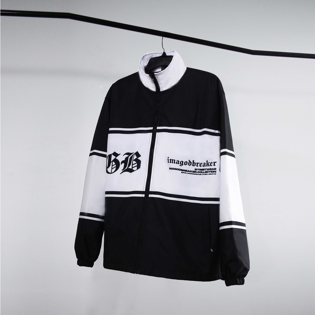 Áo Khoác Dù Unisex Form Rộng BLACK HALF WHITE iMA God Breaker (iGB Black Half White Jacket)