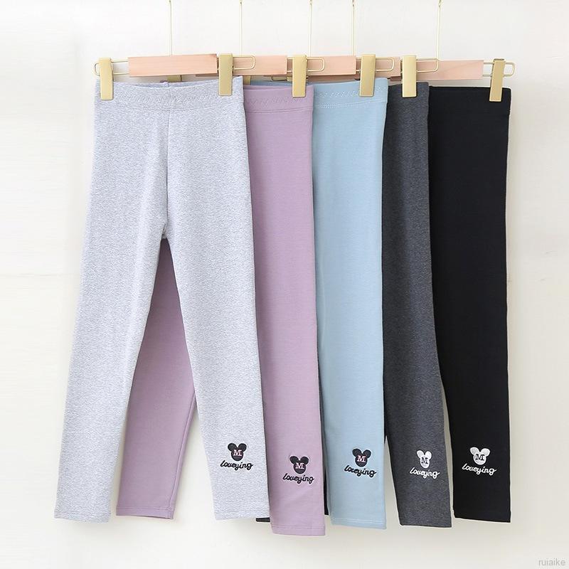 Quần Legging Thêu Hình Chuột Mickey Cho Bé Gái Từ 2-11 Tuổi