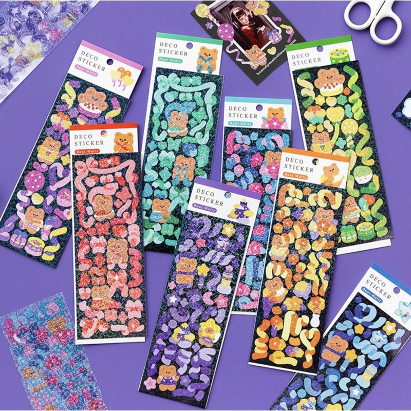 Sticker cute/ Set 2 tấm sticker hình dán nơ ribbon hologram trang trí top loader sổ planner bullet journal Tẻn Tẻn