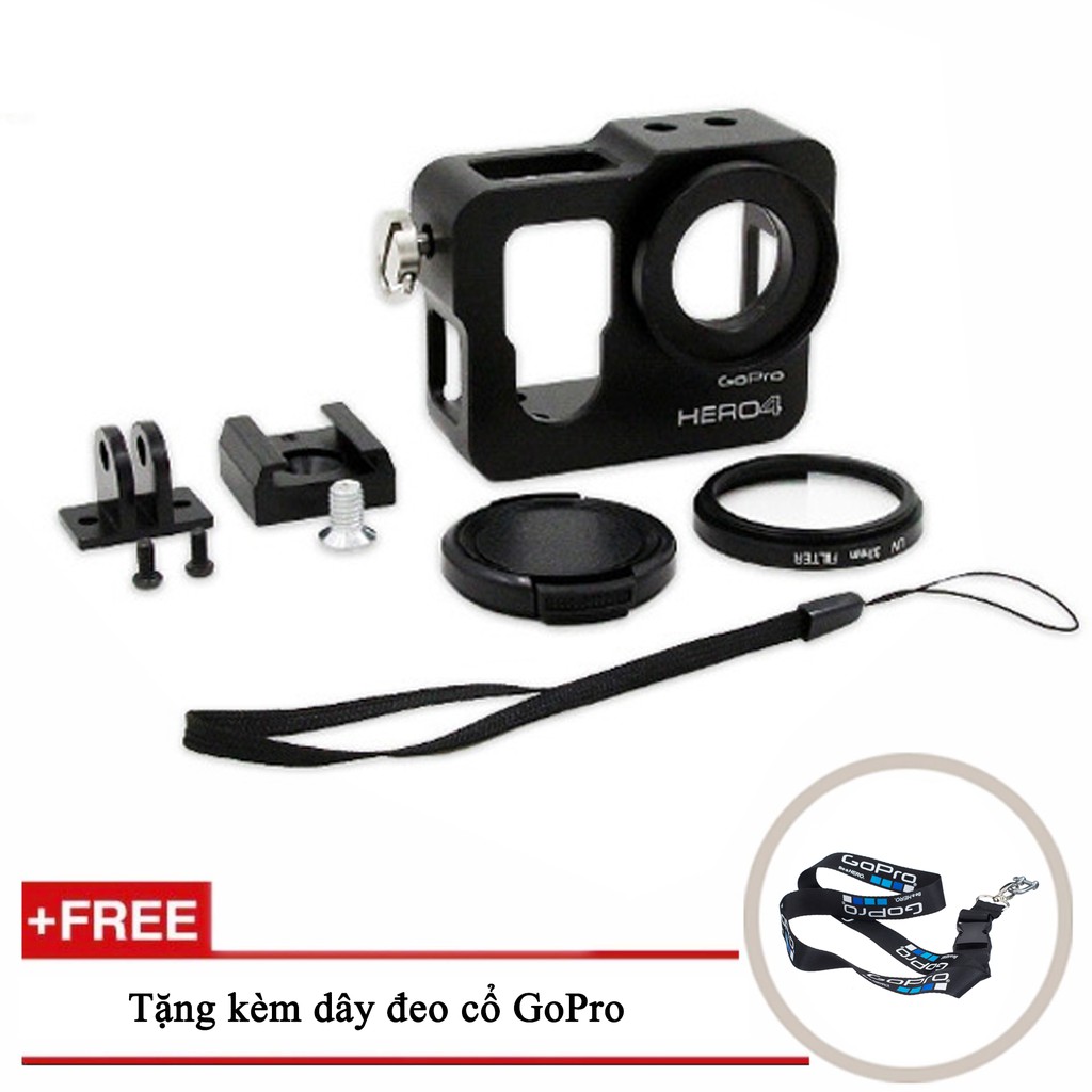 [Mã ELFLASH5 giảm 20K đơn 50K] Bộ khung viền kim loại CNC kèm Filter, nắp che cho GoPro Hero 3, GoPro Hero 4