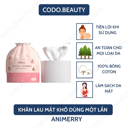 Khăn Lau Mặt Khô ANIMERRY COTTON Cao Cấp Bịch Cuộn Khăn Tẩy Trang Túi Rút Khăn Đào Nội Địa Trung