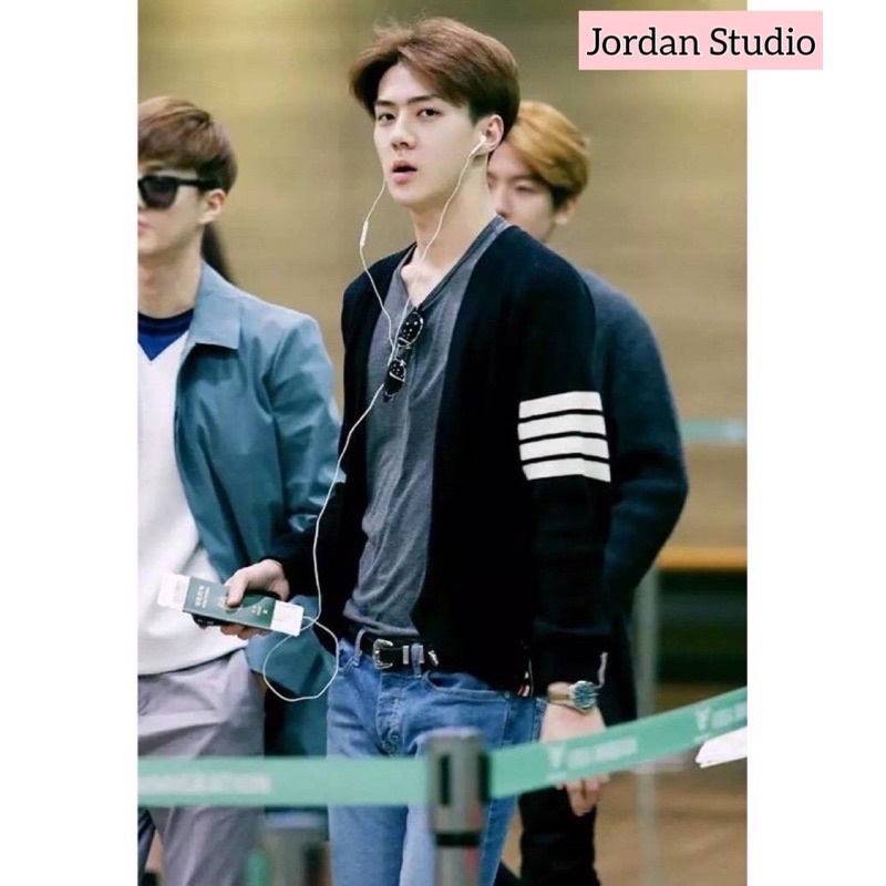 Áo cardigan kẻ sọc Thom giống BTS, Jennie BLACKPINK, YoonA, Dara, Sehun, Suzy, Moonbyul