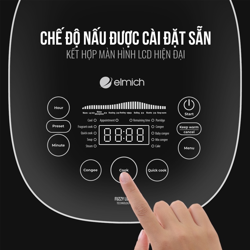Nồi cơm điện tử lòng niêu Elmich 1,8L RCE-1790 - Hàng chính hãng