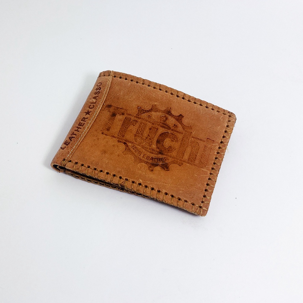 Ví nam thời trang cao cấp da bò thật kiểu dáng khâu viền hiệu Leather Collection JJKVTRUCHI