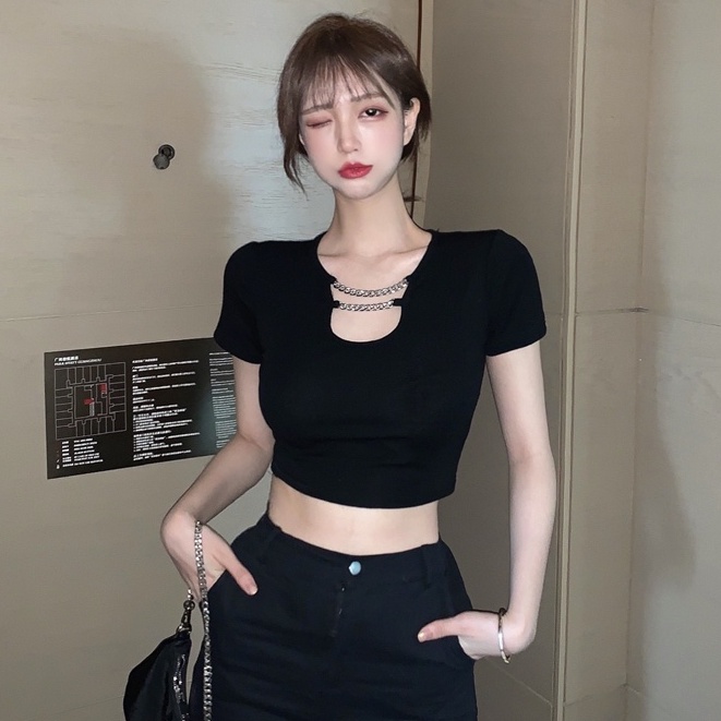 Áo Thun Tay Ngắn Dáng Ôm Thời Trang Mùa Hè Hàn Quốc Cho Nữ