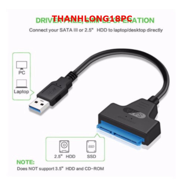 Dây Cáp Chuyển Đổi Kết Nối Ổ Cứng HDD Từ USB 3.0 Sang Sata 22 Pin 2.5 inch | BigBuy360 - bigbuy360.vn