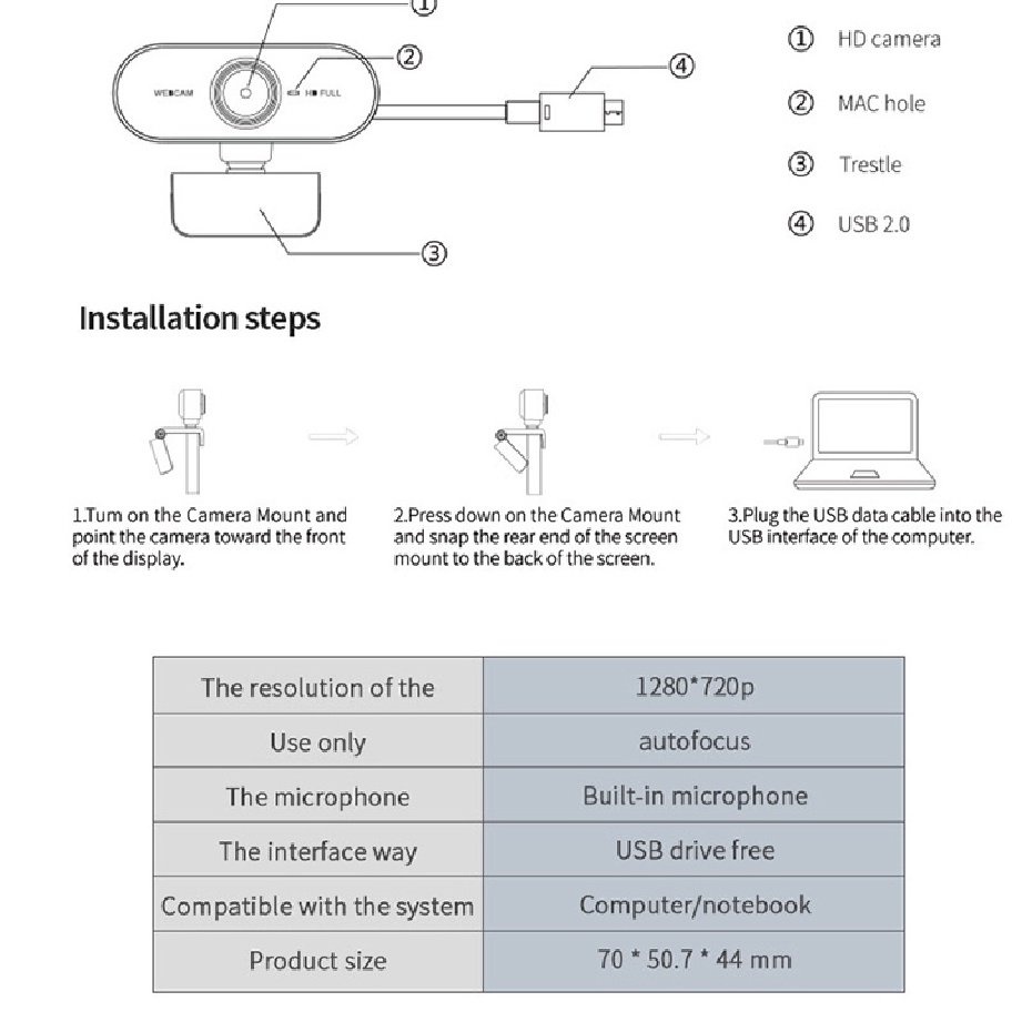 QUA SỬ DỤNG / THANH LÝ Webcam kẹp 720 Dành Cho Máy Tính kẹp đứng học online livestream chơi game RANGER VCAM365M