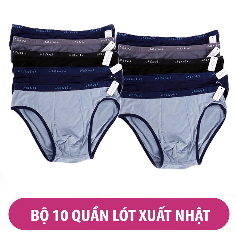 Bộ 10 quần sip nam, quần lót nam cotton cao cấp Xuất Nhật HT120