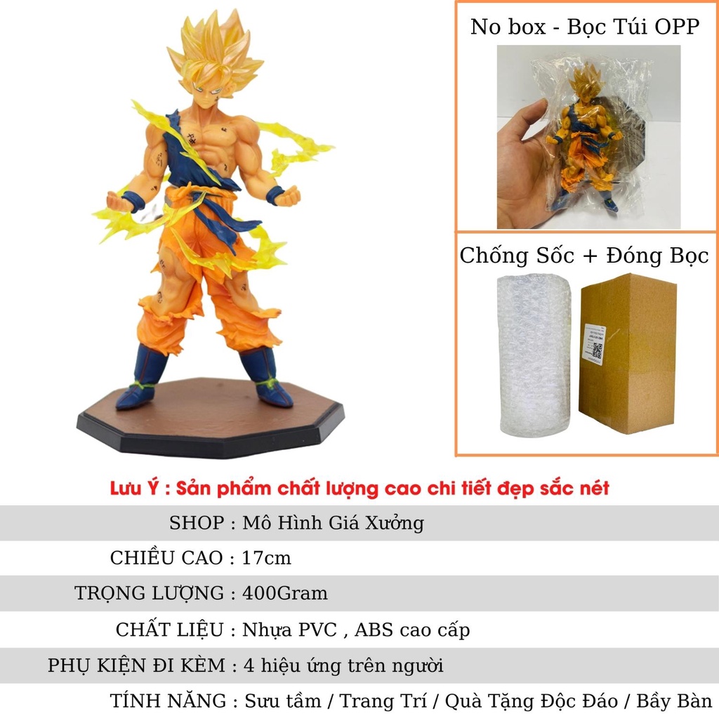 Mô hình Dragon Ball SonGoku super saiyan siêu đẹp kèm hiệu ứng effect cao 17cm - figure mô hình 7 viên ngọc rông