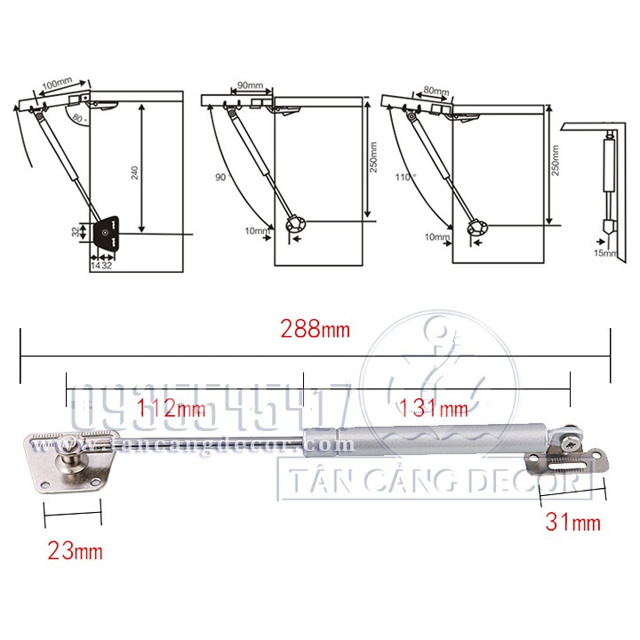 Ty Hơi Nâng Cửa 100N - A050062