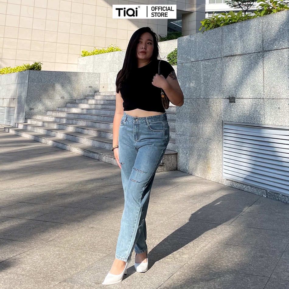 [BIGSIZE] Quần baggy nữ big size vải jean cotton cao cấp lưng cao TiQi Jeans B3-2261