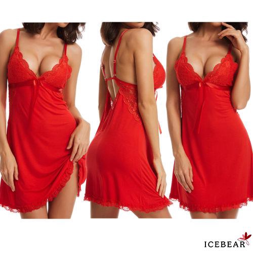 Đầm ngủ hai dây phối viền ren gợi cảm cho nữ