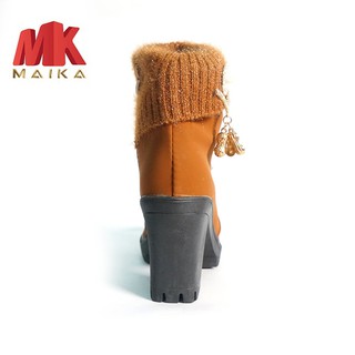 Giày boot nữ đế vuông S106 (Nâu) MK MAIKA