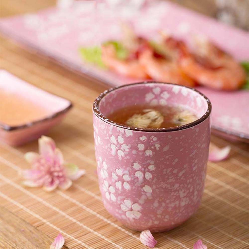 Cốc gốm hoạ tiết hoa anh đào phong cách vintage Nhật Bản dùng cho uống trà
