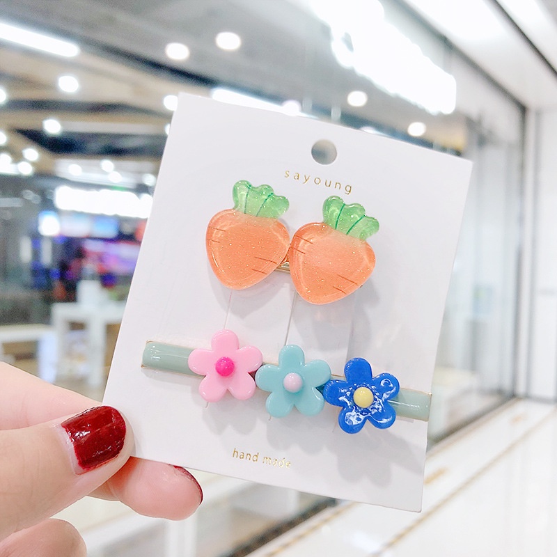 Set 2 kẹp mái Hoa mai 3 bông phối kẹp trái cây hè