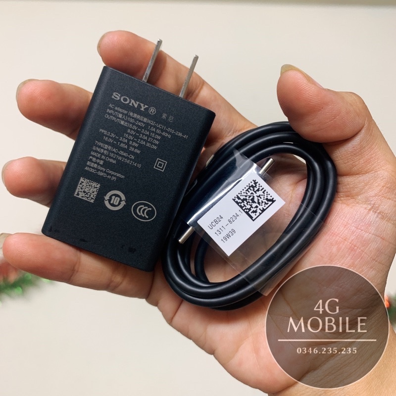 Bộ sạc nhanh Sony 30W XQZ-UC11, Cáp Sony UCB24 2 đầu C, Sạc Sony Xperia 1, 5, 10