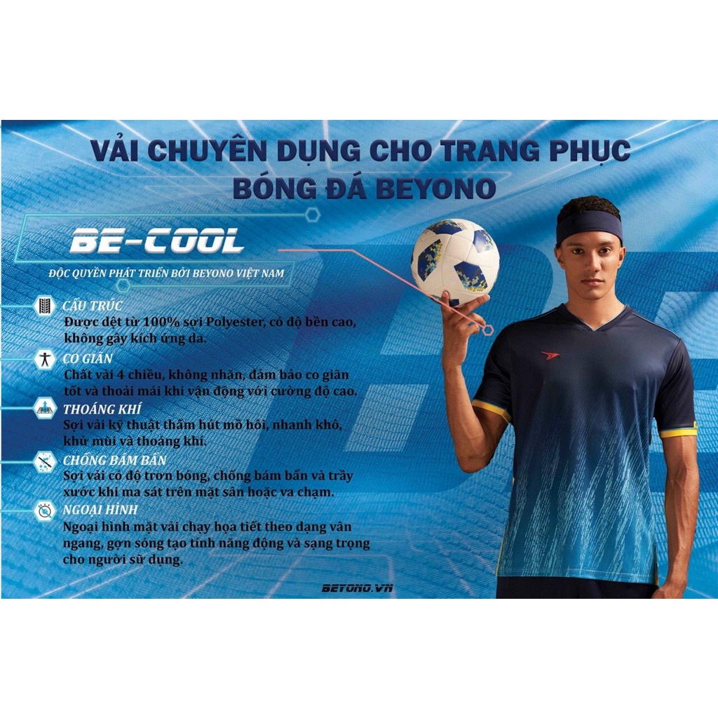 Áo Đá Banh Không LOGO BEYONO Xanh Trời chất lượng thoáng mát Cao Cấp - Vicsport