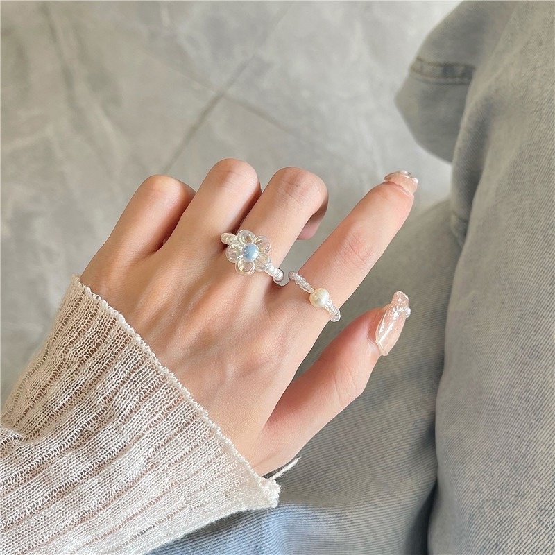 1 Chiếc Nhẫn Hình Hoa Đính Ngọc Trai Thời Trang Cho Nữ
