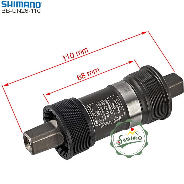 Trục giữa xe đạp - Cốt giữa SHIMANO BB-UN26 68x110mm cốt vuông - Chính hãng