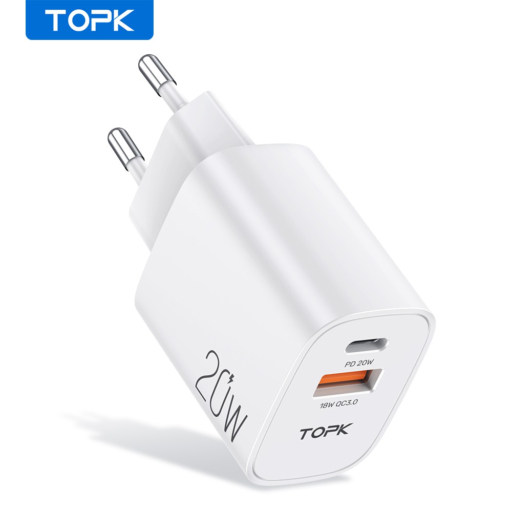 Cốc sạc nhanh 20W TOPK B212P chất lượng cao cho iPhone iPad Honor Android Samsung Huawei Xiaomi