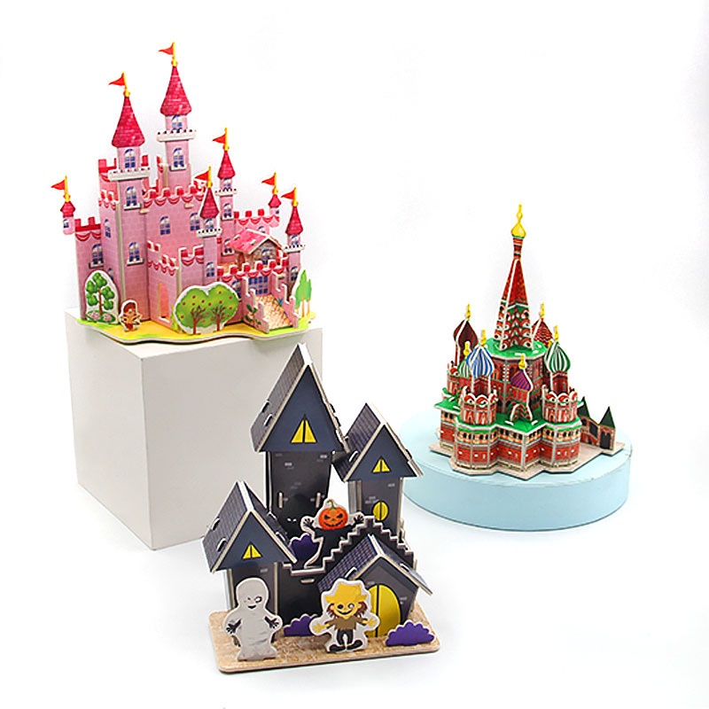 logo xếp hình Bộ Đồ Chơi Lắp Ráp Lâu Đài Halloween 3D Bằng Giấy Diy Độc Đáo Thú Vị Cho Trẻ Em
