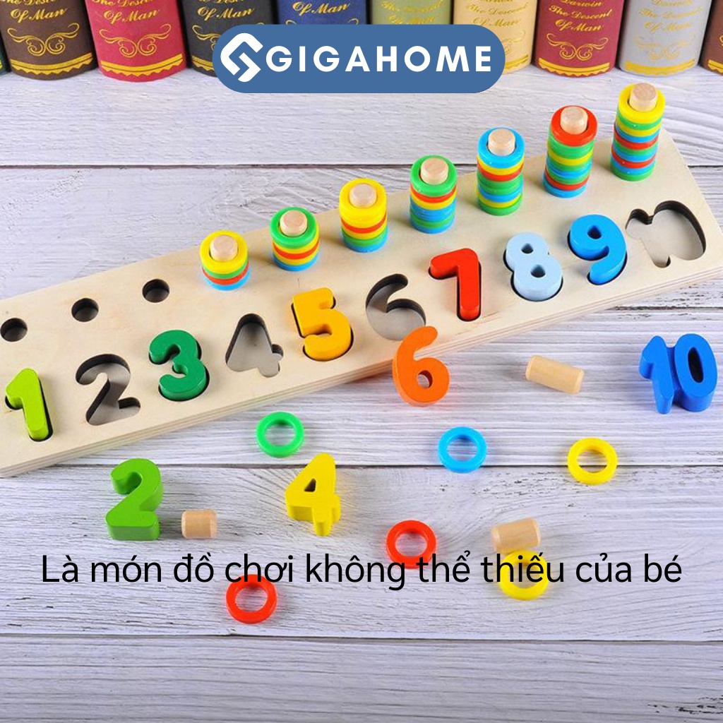 Bảng Ghép Số Hoặc Hình Khối 2 Dòng Nhiều Màu Sắc GIGAHOME Cho Bé Phát Triển Tư Duy 6395