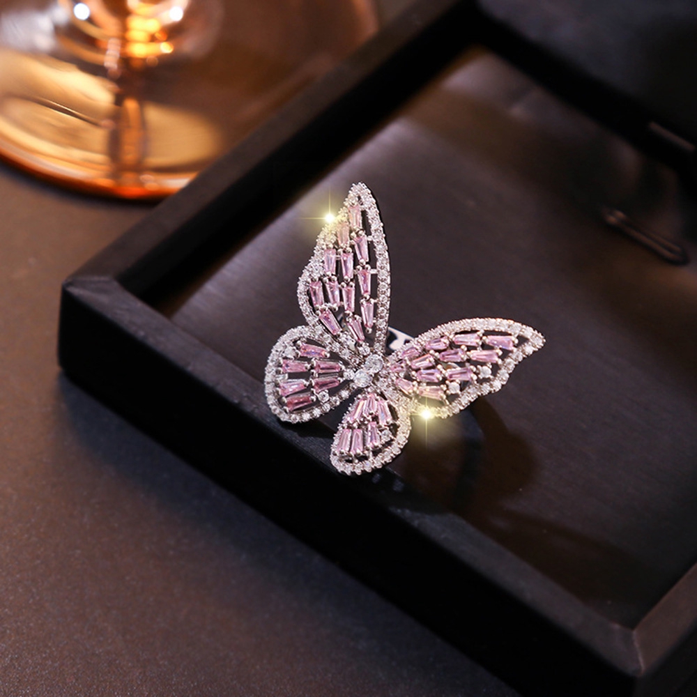 Nhẫn Hình Bướm Đính Đá Zircon Lấp Lánh Xinh Xắn
