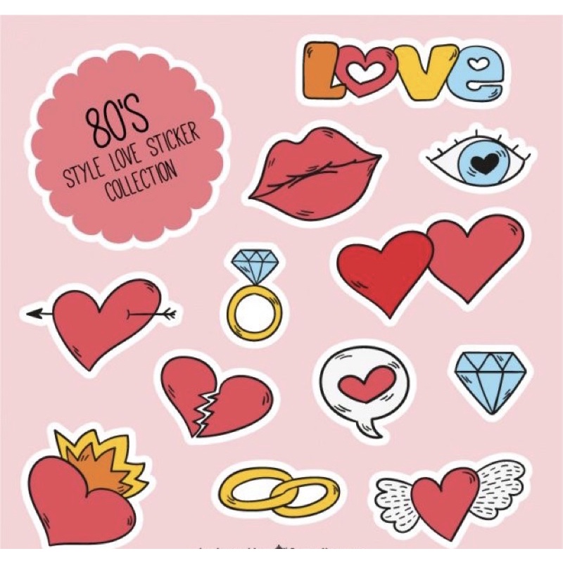 Sticker Valentine 30-60 cái ép lụa decal dán/ hình dán Valentine