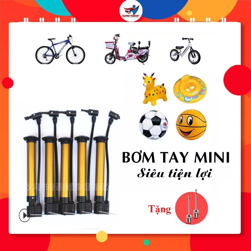 Bơm tay mini dùng bơm bóng, bơm đồ chơi cho bé