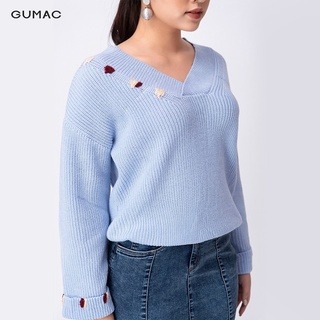 Áo len cổ tim GUMAC AA11232