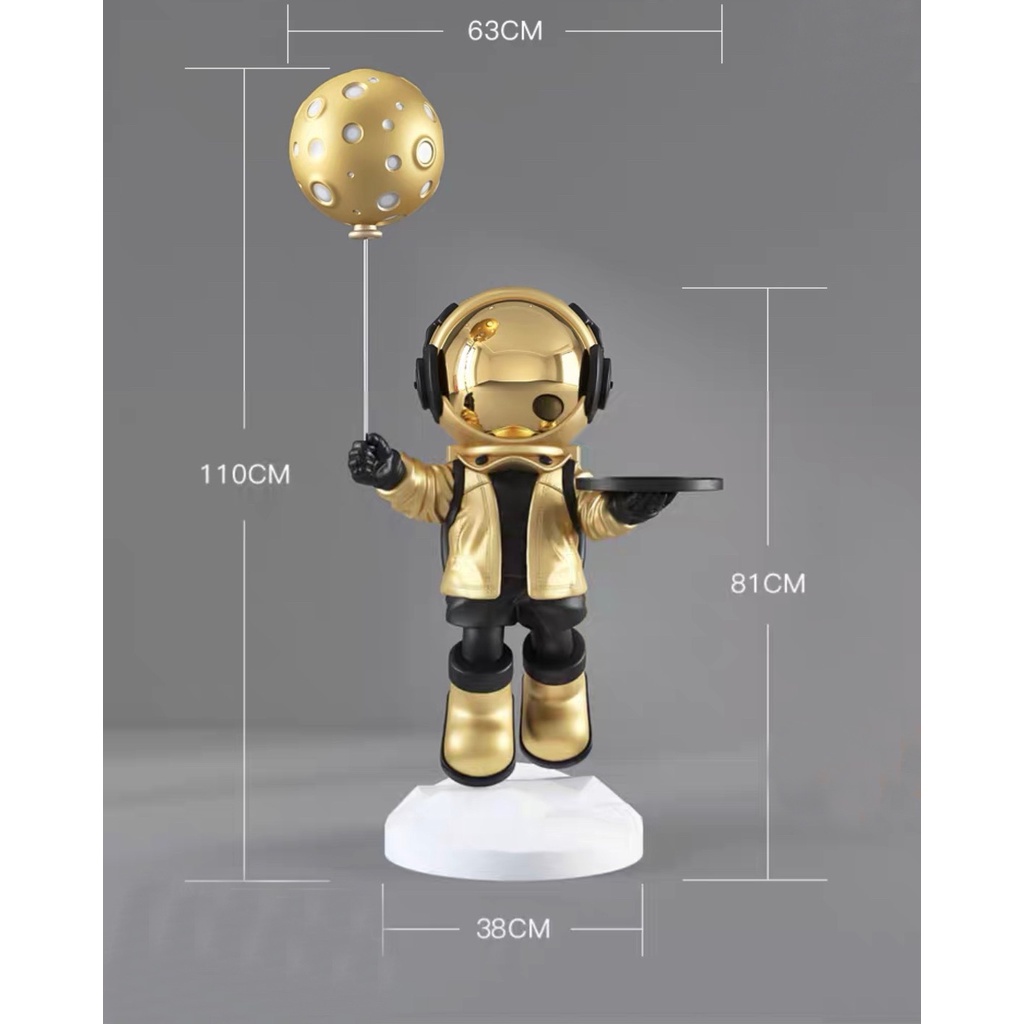Tượng phi hành gia bưng khay cao 110cm làm quà tặng, trang trí phòng khách, kệ TV, tủ rượu, bàn làm việc