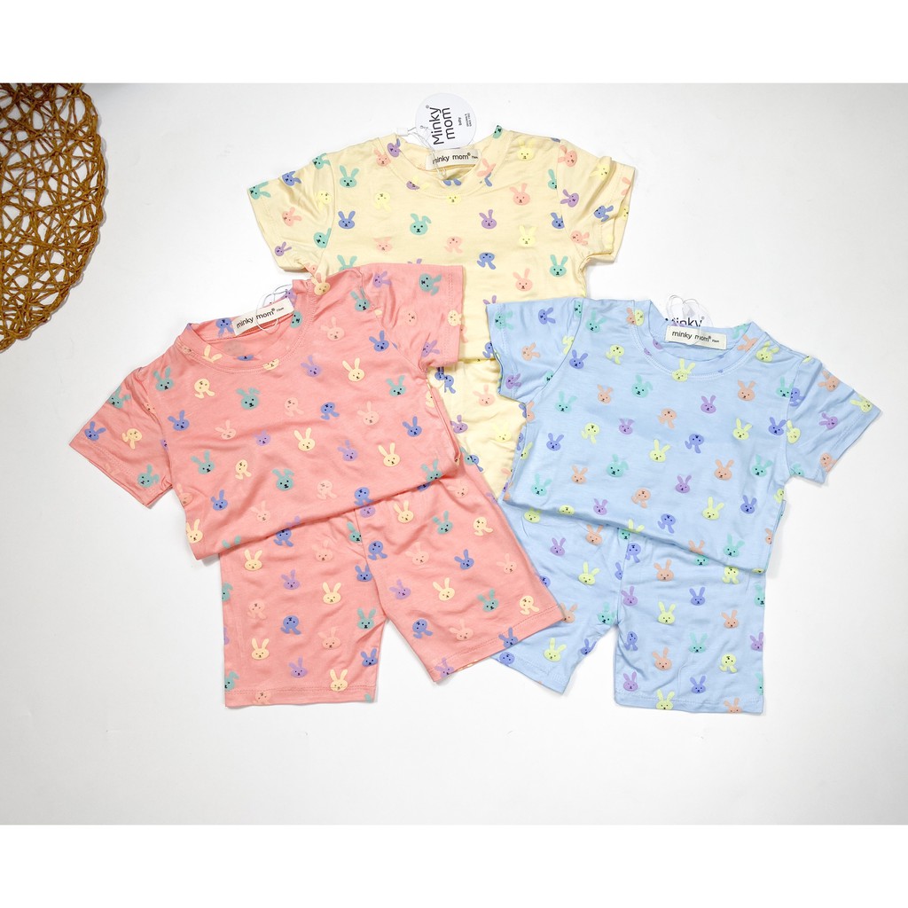 Bộ Cộc Tay Thun Lạnh Minky Mom Thỏ 7 Màu Chất Cực Đẹp Cho Bé Trai Bé Gái Unchi Store (QATE297)