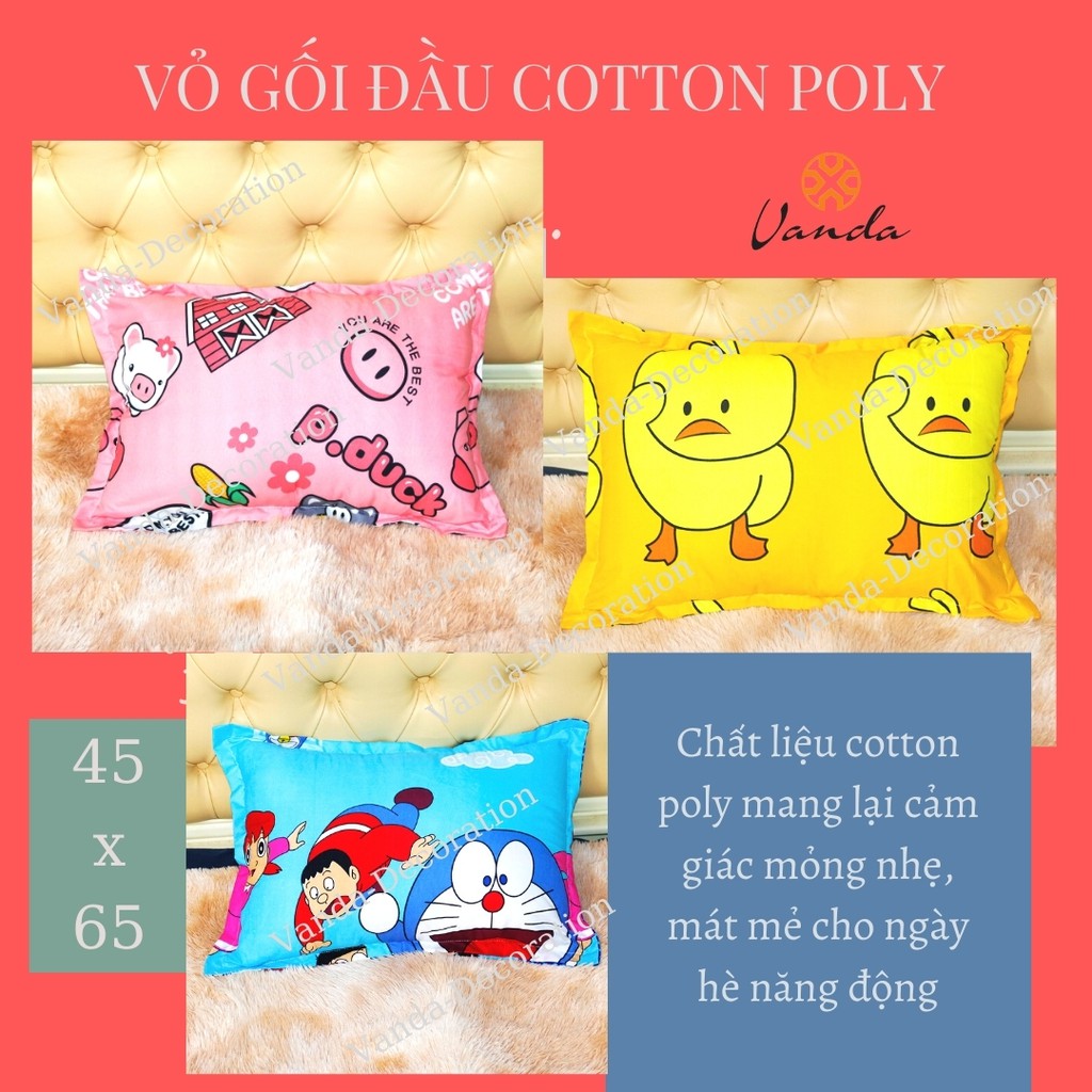 [Mã LIFE20KALL giảm 10% đơn 50K] Vỏ gối đầu VANDA cotton poly họa tiết đẹp kích thước 45x65 cm