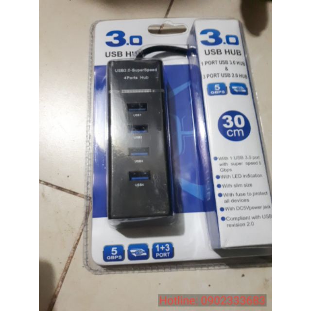 Hub chia 4 cổng USB có công tắc chính hãng/ Hub chia 4 Cổng USB 3.0