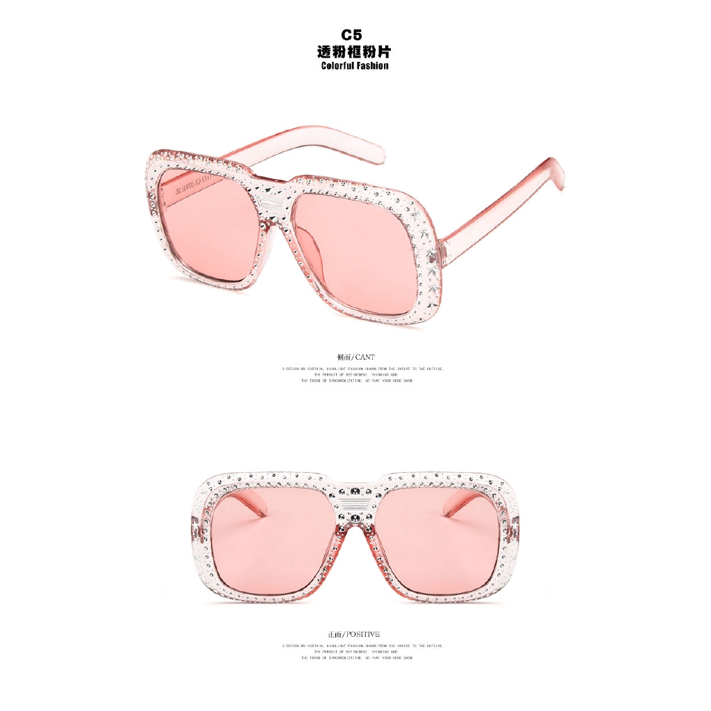 Kính mát Samjune gọng vuông đính đá sành điệu cho nữ