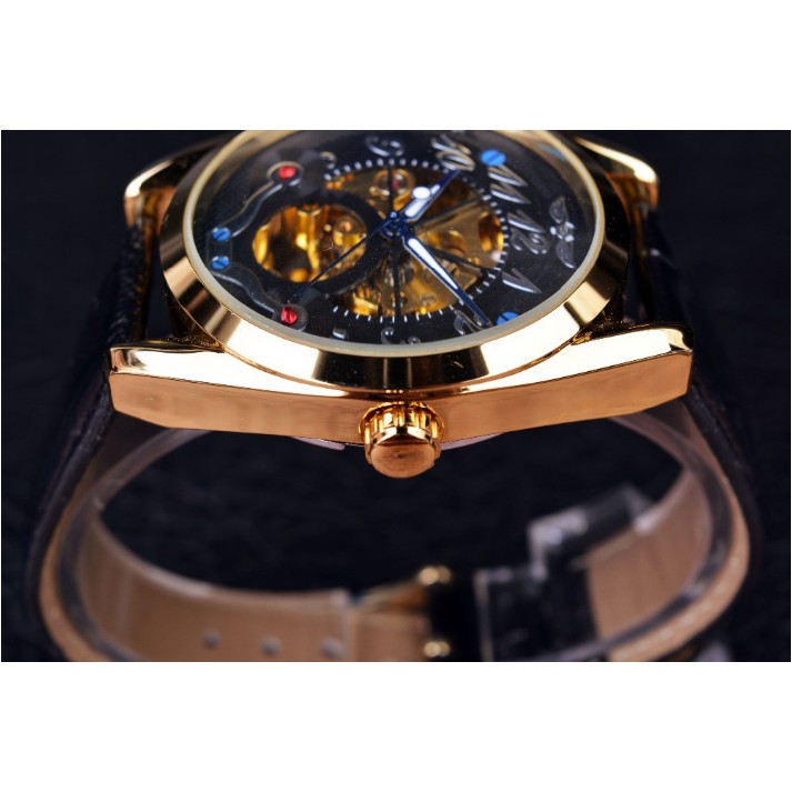 Đồng hồ cơ nam Winner H119M lộ máy dây da