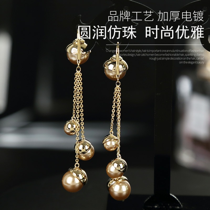 Đôi Khuyên Tai Dáng Dài Đính Ngọc Trai Nhân Tạo 2022 Thời Trang